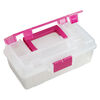 Tote, Plano® Creative Options, plastic, clear and pink, 13 x 7-1/2 x 5 inches. Sold individually. image number 1