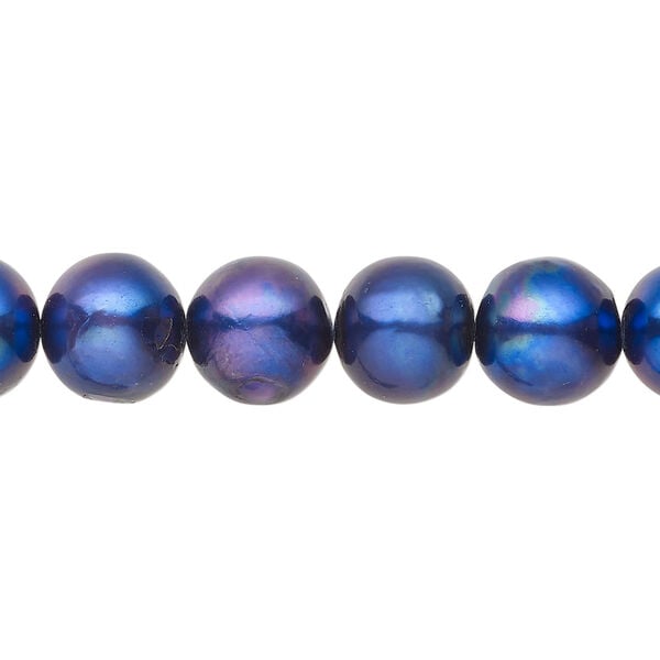 Freshwater pearl 1pkg1, semi-round, 15.5-16 inch cobalt blue 9-10mm cultured image number 0