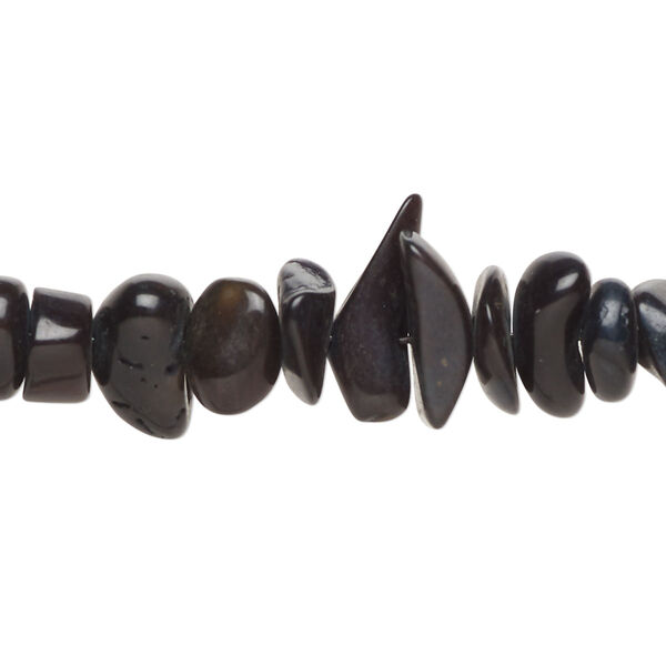 Bead, bamboo coral (dyed), black, medium chip, Mohs hardness 3-1/2 to 4. Sold per 15-1/2" to 16" strand. image number 0