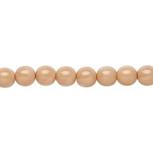 Bead, Czech dipped décor glass druk, opaque brown, 6mm round. Sold per 15-1/2" to 16" strand.