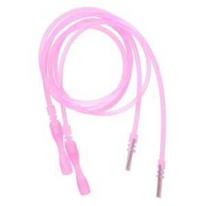 Necklace cord, silicone, translucent pink, 2-2.2mm wide, 16 inches with snap closure. Sold per pkg of 4.