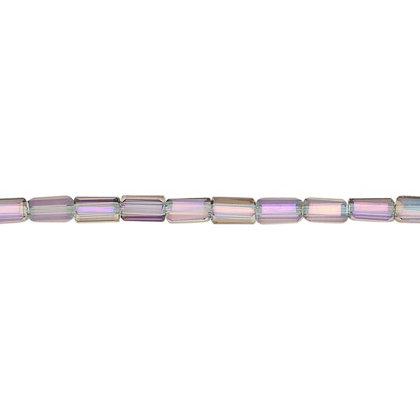 Bead, glass, crystal vitrail, 5x2.5mm faceted tube. Sold per 15-1/2 to 16-inch strand. image number 0