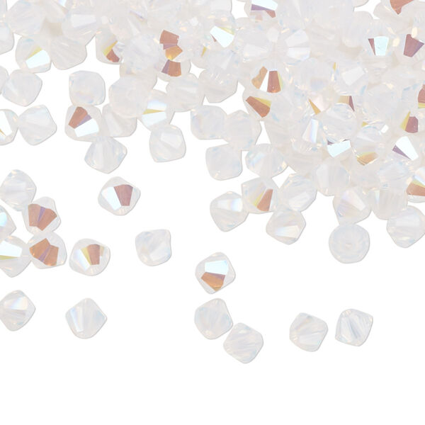 Bead 144pk white opal shimmer, Crystal Passions® 4mm bicone 5328 image number 0