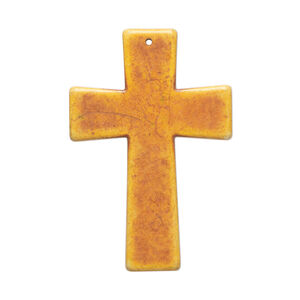 "Magnesite" / resin 1pkg1, top-drilled cross focal burnt orange / brown 60x40mm