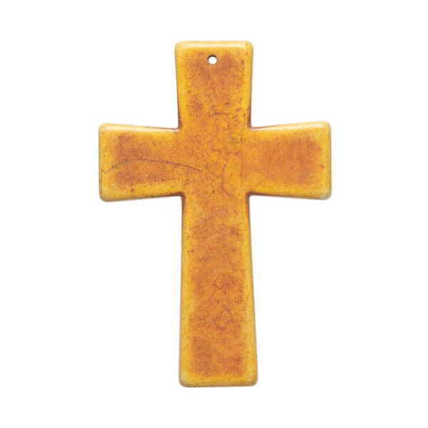 "Magnesite" / resin 1pkg1, top-drilled cross focal burnt orange / brown 60x40mm image number 0