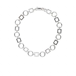 Bracelet, Create Compliments®, sterling silver, 6mm open square and 8mm round, 7 inches with lobster claw clasp. Sold individually.