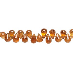 Spessartite garnet 1pkg1, hand-cut top-drilled teardrop bead natural 7 inch 4x3mm-8x4mm
