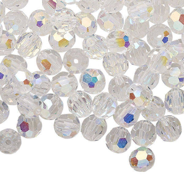 Bead 24pk crystal AB, Preciosa Czech crystal 6mm round image number 0