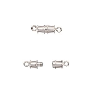Clasp barrel 1pkg10 imitation nickel-plated, 8x4mm, brass 1-strand