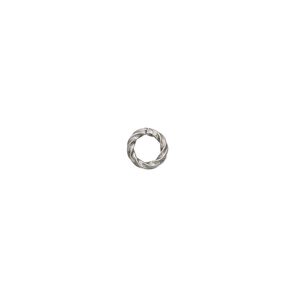 Jump ring, antique silver-plated brass, 6mm twisted round, 3.6mm inside diameter, 16 gauge. Sold per pkg of 100.