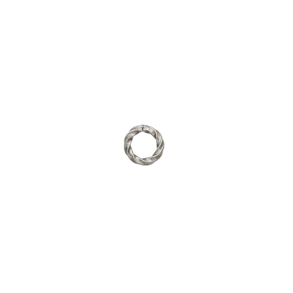 Jump ring, antique silver-plated brass, 6mm twisted round, 3.6mm inside diameter, 16 gauge. Sold per pkg of 100. image number 0