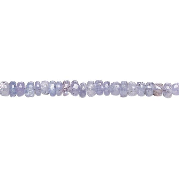 Bead, tanzanite (heated), 3x1mm-5x3mm hand-cut rondelle with 0.4-1.4mm hole, C grade, Mohs hardness 6 to 7. Sold per 15-1/2" to 16" strand. image number 0