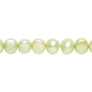 Freshwater pearl 1pkg1, flat-sided potato, 15 inch lime 6-7mm cultured