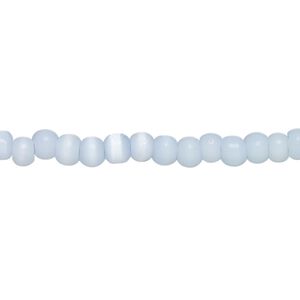 Bead, cat's eye glass (fiber optic glass), light blue-violet, 3-4mm round, economy grade. Sold per 15-inch strand.