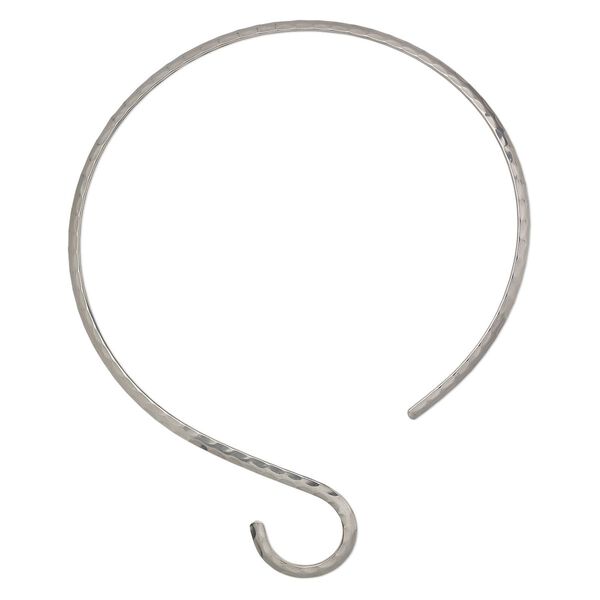 Neckwire, stainless steel, 4.5mm hammered round with curve, 15 inches. Sold individually. image number 0
