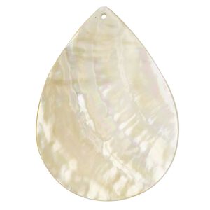 Focal, gold lip shell (natural), 56 x 40mm hand-cut teardrop. Mohs hardness 3-1/2. Sold individually.