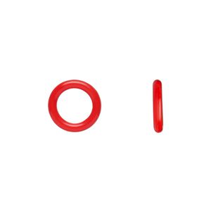 Component, Oh! Ring™, silicone, red, 12mm round with 8mm hole. Sold per pkg of 200.