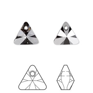 Drop 2pk crystal silver night, Crystal Passions® 12mm pendant mini triangle 6628