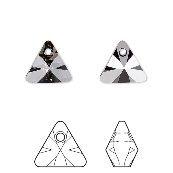 Drop 2pk crystal silver night, Crystal Passions® 12mm pendant mini triangle 6628 image number 0
