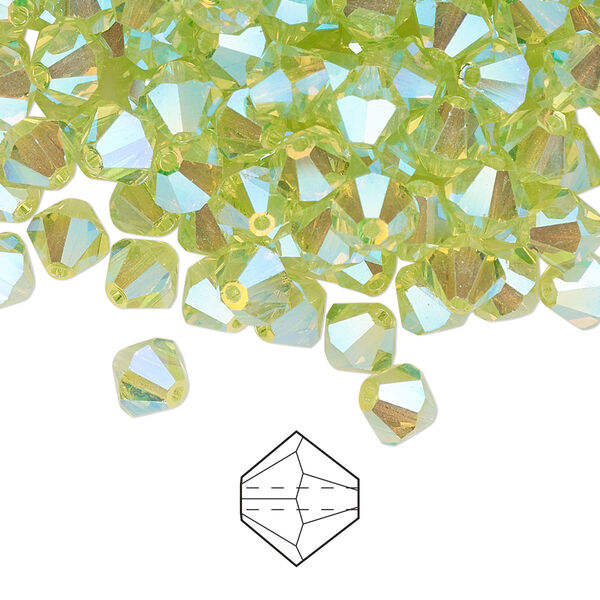 Bead 288pk limecicle AB 2X, Preciosa Czech crystal 6mm bicone image number 0