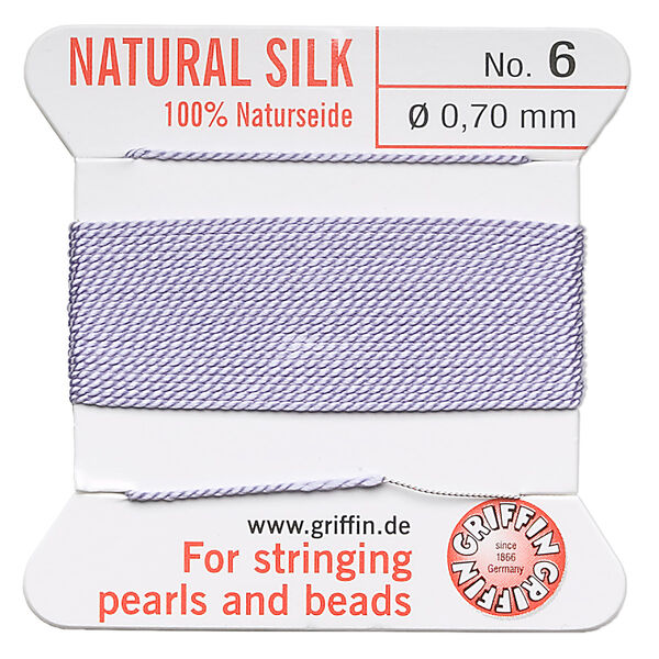 Thread, Griffin, silk, lilac, size #6. Sold per 2-meter card (approximately 78 inches). image number 0