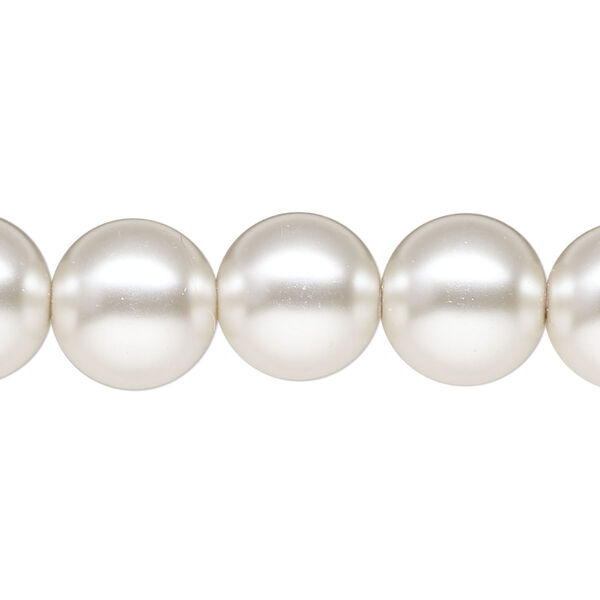 Bead, glass pearl, silver-white, 12mm round. Sold per 15-1/2" to 16" strand. image number 0