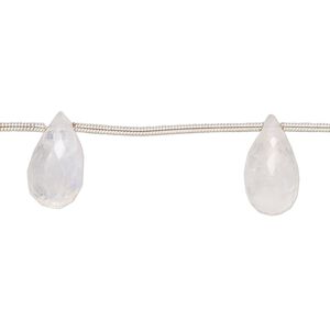 Rainbow moonstone 1pkg6, hand-cut top-drilled faceted teardrop bead natural 11x7mm-13x8mm