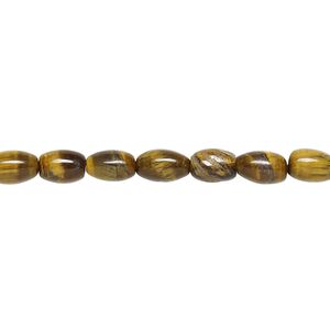 Tigereye 1pkg1, oval bead natural 15.5-16 inch 6x4mm