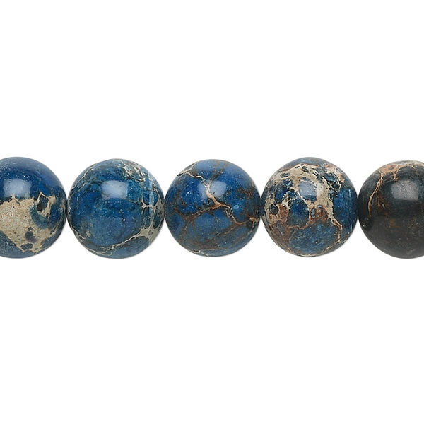 Bead, magnesite (dyed / stabilized), lapis blue, 10mm round, B grade, Mohs hardness 3-1/2 to 4. Sold per 15-1/2" to 16" strand. image number 0