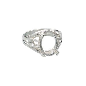 Ring, sterling silver, branch band with 14x10mm 4-prong oval setting, size 8. Sold individually.