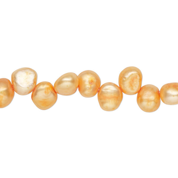 Pearl, cultured freshwater (dyed), carrot, 6mm-7x6mm top-drilled flat-sided rice with 0.4-0.5mm hole, D grade, Mohs hardness 2-1/2 to 4. Sold per 14-inch strand. image number 0