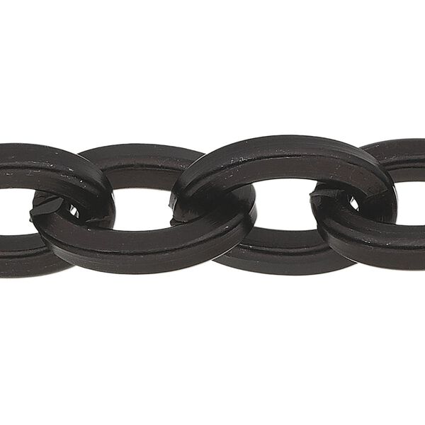 Chain 1pkg1 cable, 14.5mm flat, aluminum / anodized black 25 foot unfinished image number 0