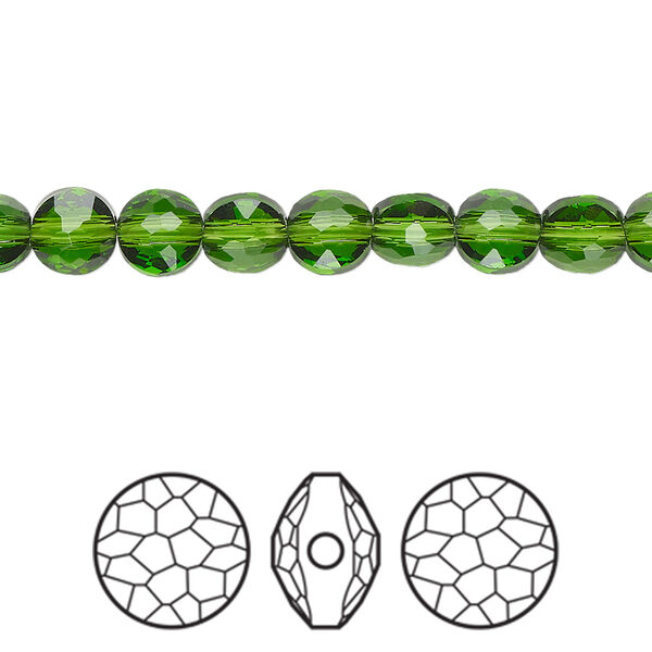 Bead 288pk fern green, Swarovski® 6mm puffed round 5034 image number 0