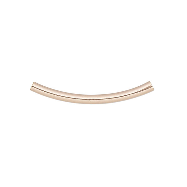 Bead, 14Kt rose gold-filled, 25x2mm curved tube. Sold individually. image number 0