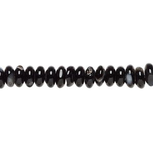 Black agate 1pkg1, rondelle bead 15 inch 6x2mm-7x4mm