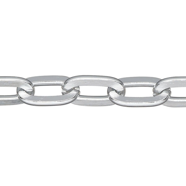 Chain, anodized aluminum, silver, 9mm flat cable. Sold per pkg of 5 feet. image number 0