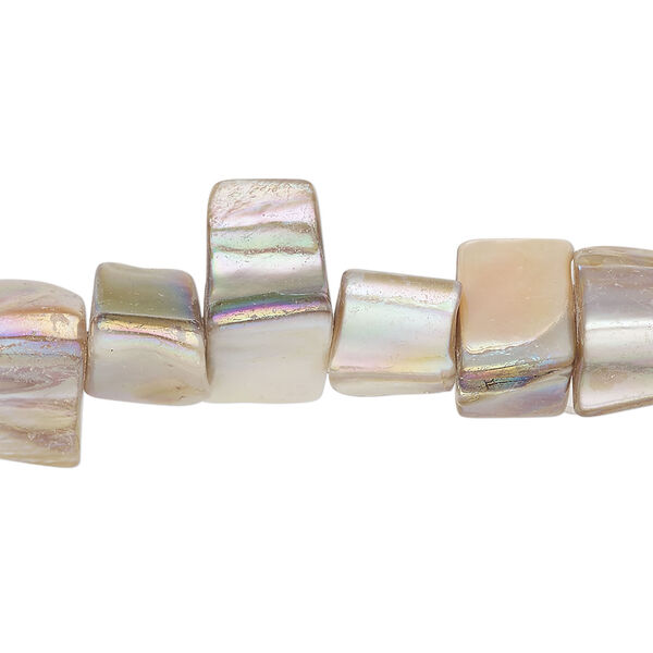 Mother-of-pearl shell 1pkg1, triangle tube bead 14 inch tan AB 7x6mm-13x12mm image number 0