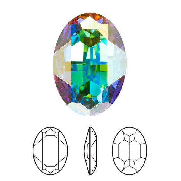 Fancy stone 1pk crystal AB foil back, Crystal Passions® 30x22mm oval 4127 image number 0