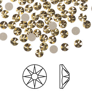 Flat back 1pkg144 crystal aurum foil back, Crystal Passions® 3.8-4mm rose round SS16 2088