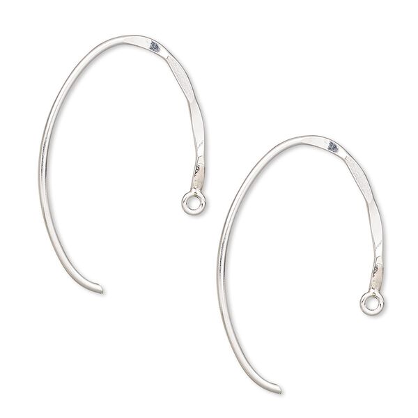 Ear wire, sterling silver-filled, 20mm hammered oval with closed loop, 18 gauge. Sold per pair. image number 0