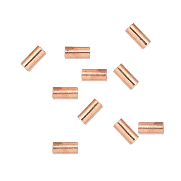 Crimp, copper, 6x3mm seamless tube, 2.25mm inside diameter. Sold per pkg of 10. image number 0