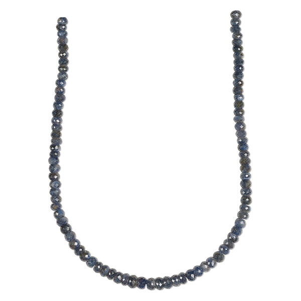Blue-grey sapphire 1pkg1, hand-cut faceted rondelle bead 14 inch graduated 5x3mm-7x6mm image number 0