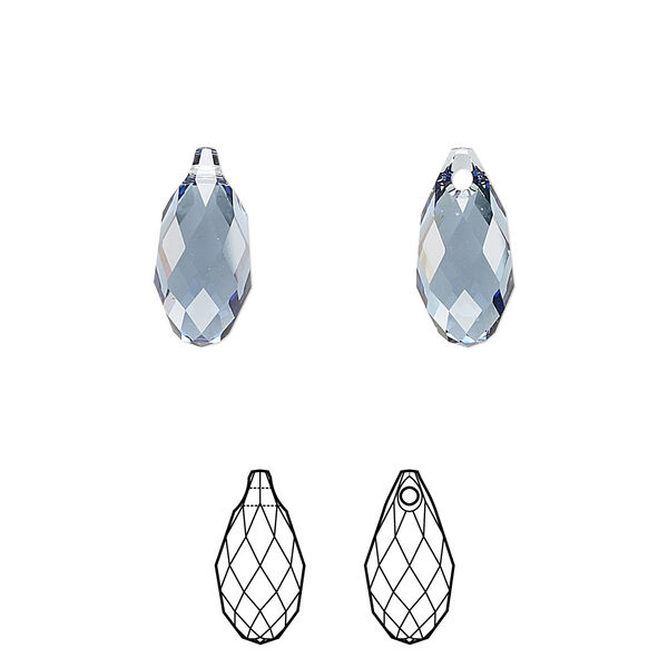 Briolette 2pk denim blue, Crystal Passions® 13x6.5mm pendant drop 6010 image number 0