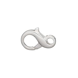 Clasp lobster claw 1pkg1 sterling silver, 20x12mm infinity, 1-strand
