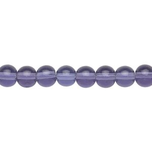 Bead, glass, violet, 6mm round. Sold per 36-inch strand.