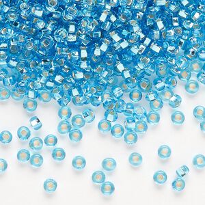 Seed bead, Preciosa Ornela Czech glass, pkg/50g, #8 rocaille, transparent silver-lined sky blue, (67010).