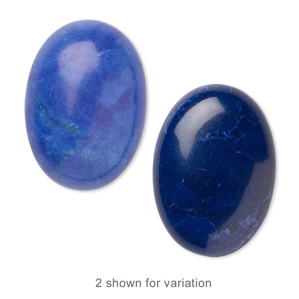 Cabochon, howlite (dyed), lapis blue, 25x18mm calibrated oval, B grade, Mohs hardness 3 to 3-1/2. Sold per pkg of 2. image number 0