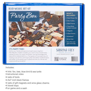 Sabrina Frey Bead Mosaic™ Party Box, glass / medium-density fiberboard / glue, pkg/1, multicolored 4 kits (5x7 inches).