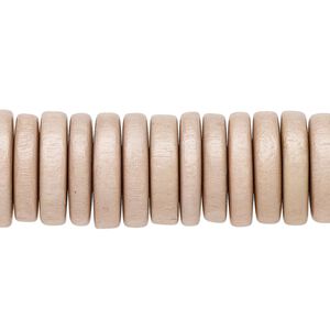 Taiwanese cheesewood 1pkg1, hand-cut rondelle bead 8 inch medium tan 15x4mm