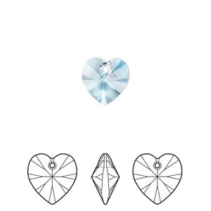 Drop 288pk aquamarine, Swarovski® 10mm pendant heart 6228